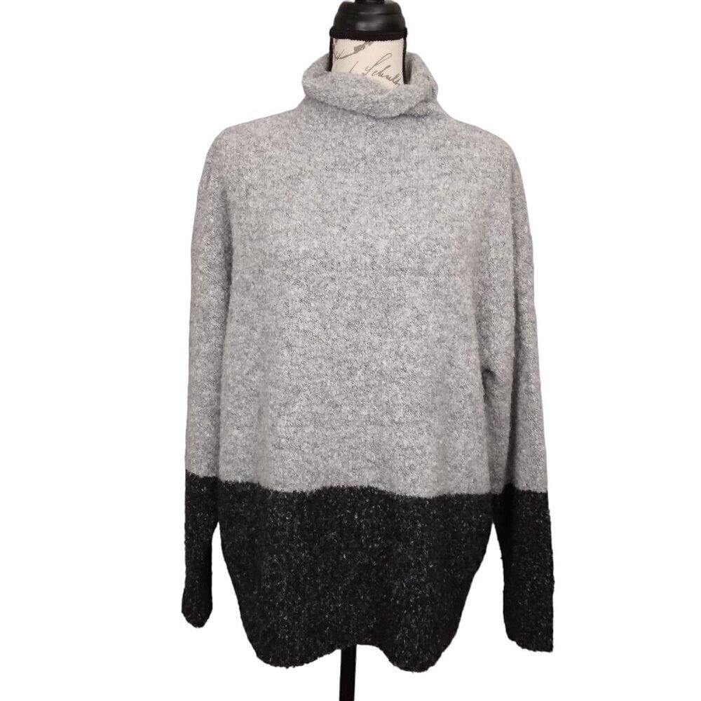 Karen Kane | NWT Color Block Wool Cotton Blend Sweater Gray Black | Size 0X